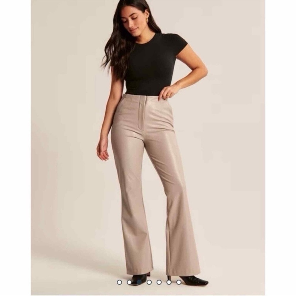 Abercrombie & Fitch NWOT Beige Vegan Leather Flare Pants
